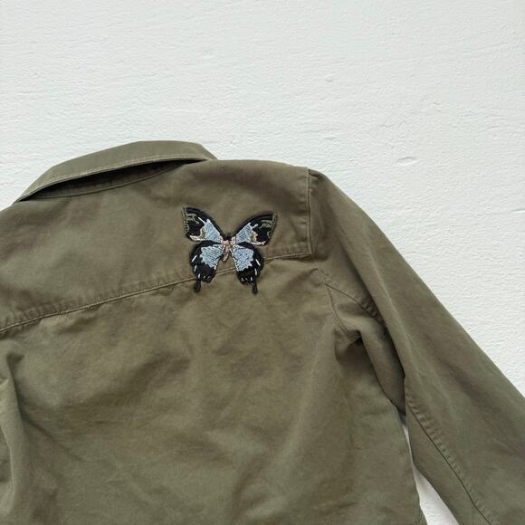 Zara Z1975 Denim Embroidered Butterfly Cropped Jacket, Size Small - Picture 6 of 6